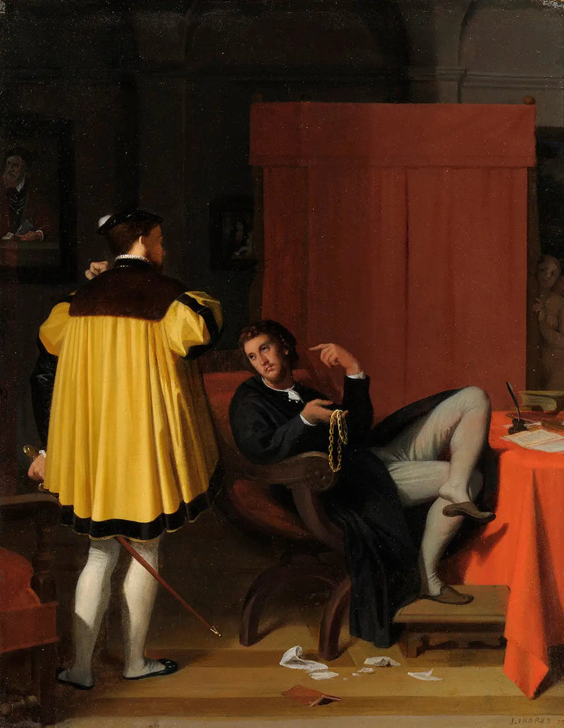 El Arétin y el enviado de Carlos Quinto - Jean-Auguste-Dominique Ingres