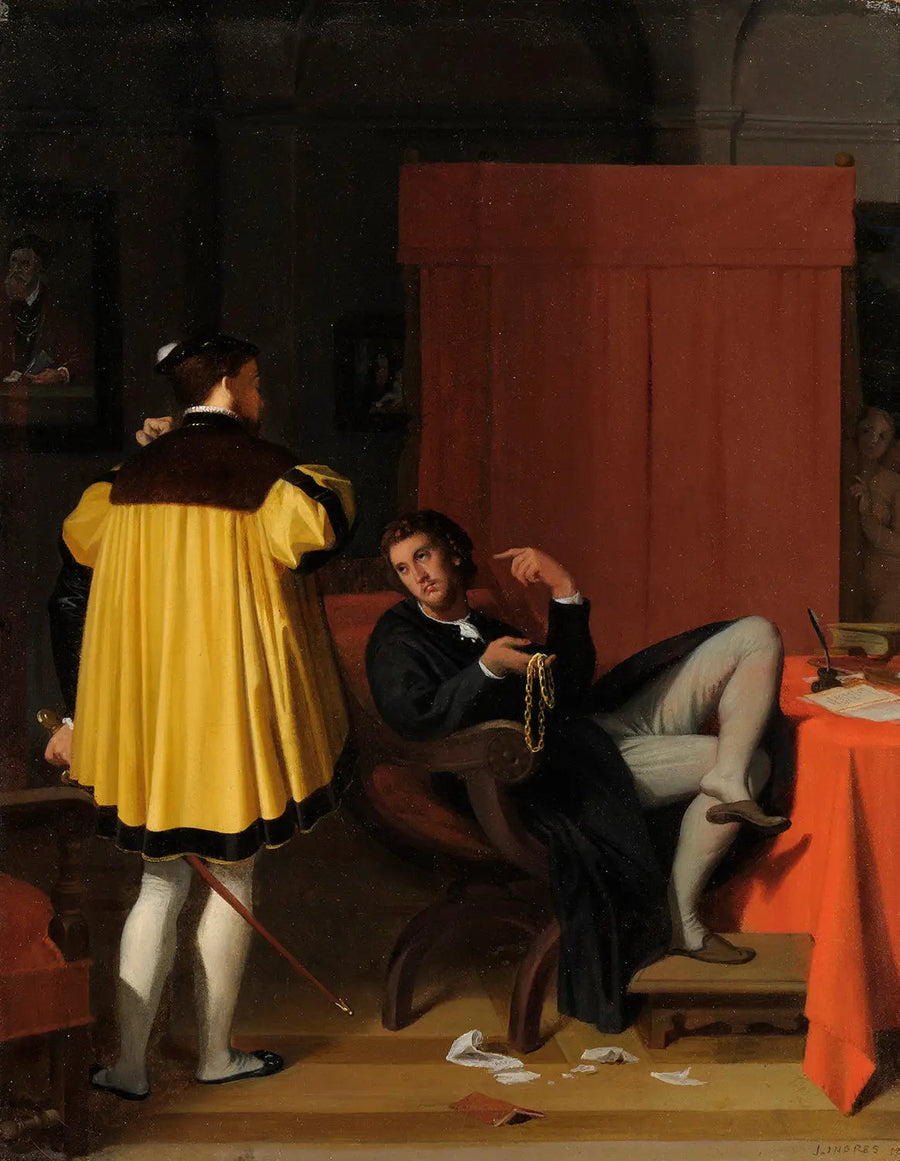 El Arétin y el enviado de Carlos Quinto - Jean-Auguste-Dominique Ingres