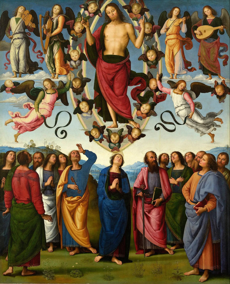 La Ascensión de Cristo en presencia de la Virgen y los apóstoles - Pietro Perugino