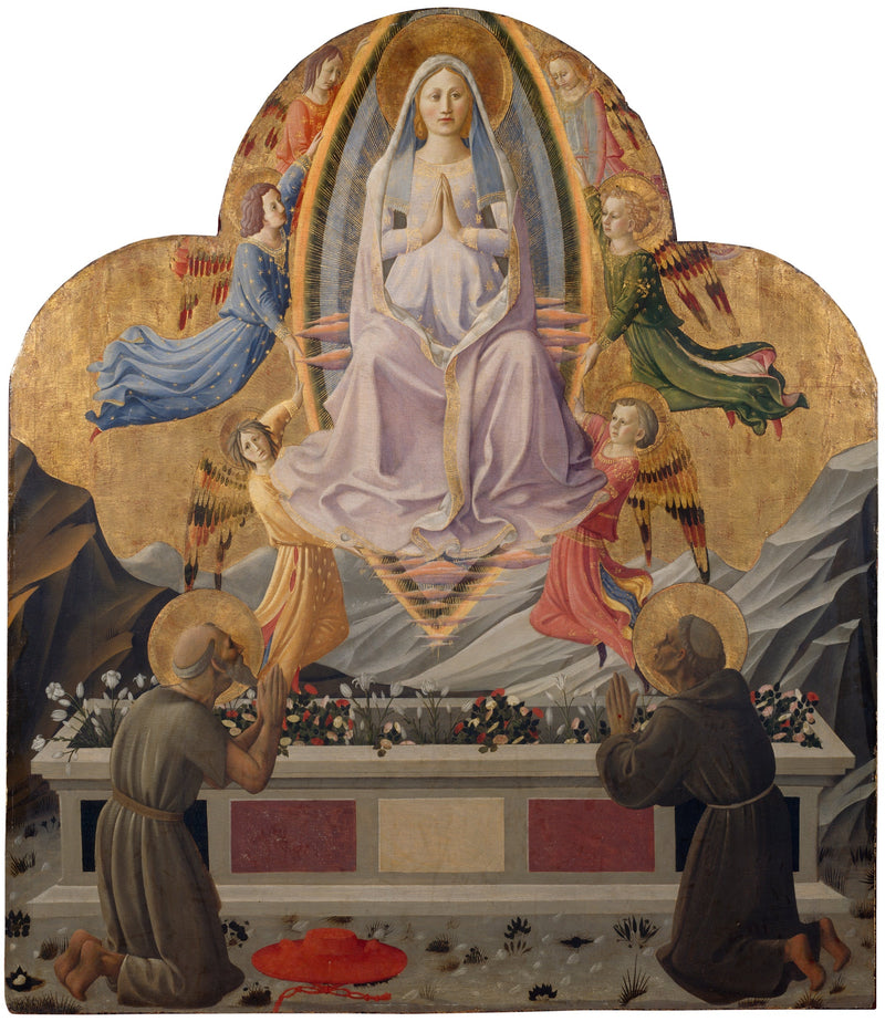 La Anunciación de la Virgen con los santos Jerónimo y Francisco - Zanobi Strozzi