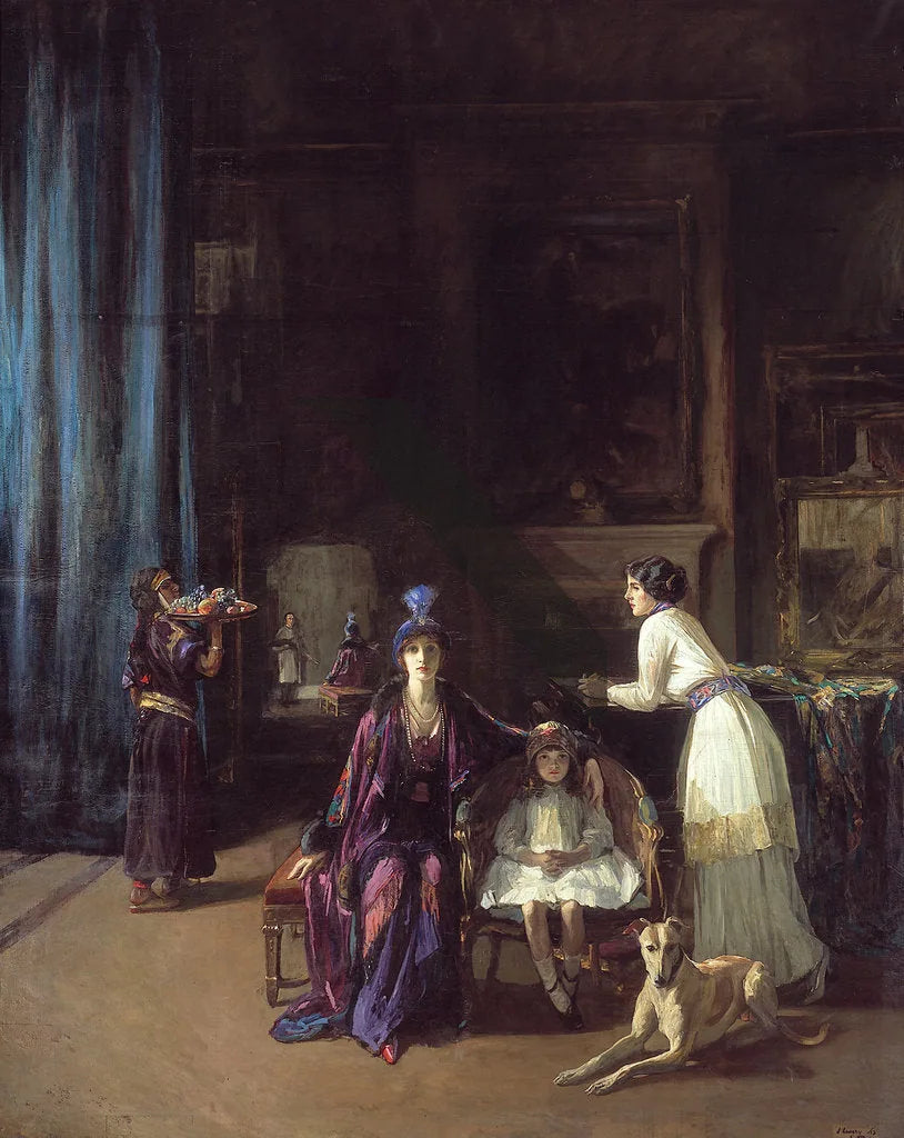 El estudio del artista: Lady Hazel Lavery con su hija Alice y su nuera Eileen - John Lavery