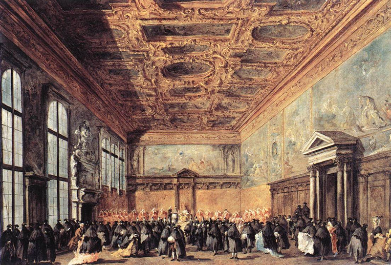 La audiencia concedida por el dux de Venecia en la sala del Colegio en el palacio ducal - Francesco Guardi