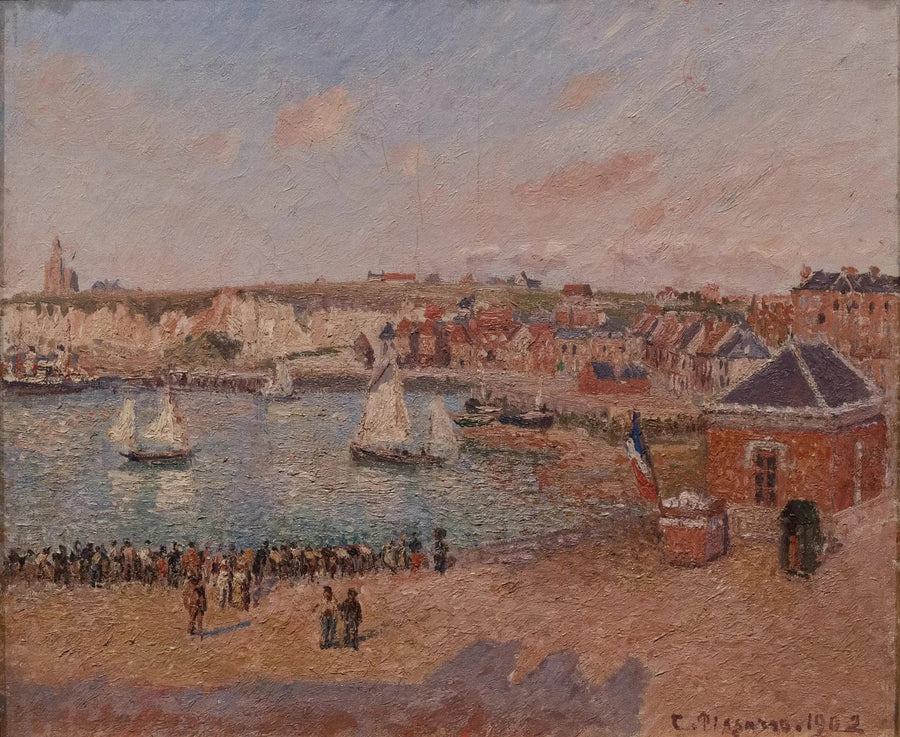 El Antes del puerto de Dieppe, tarde, sol - Camille Pissarro