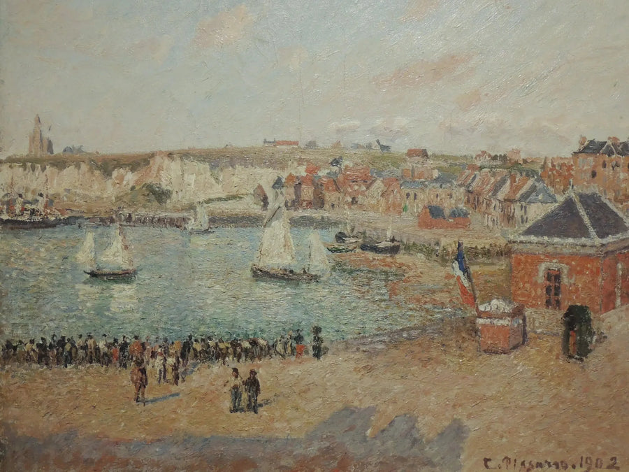 El Antes del puerto de Dieppe, tarde, sol - Camille Pissarro
