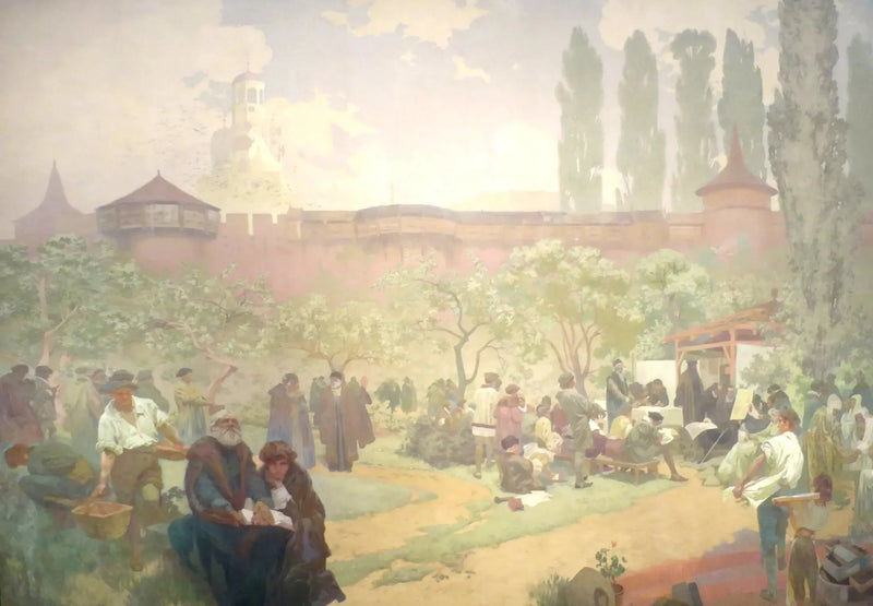 La escuela fraternal en Ivančice - Alphonse Mucha