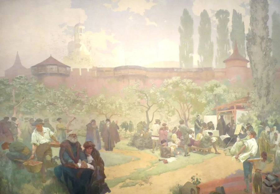 La escuela fraternal en Ivančice - Alphonse Mucha