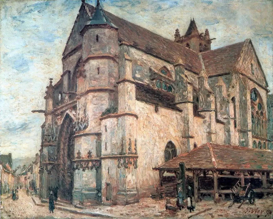 La Iglesia de Moret, tiempo de helada - Alfred Sisley