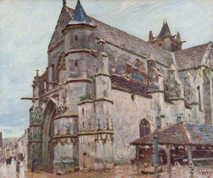 La Iglesia de Moret, tiempo lluvioso, por la mañana - Alfred Sisley
