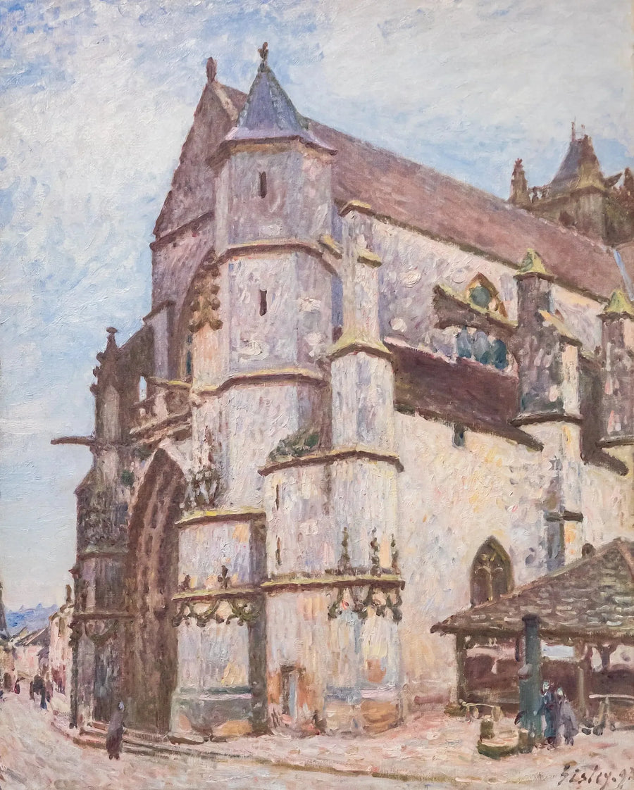 La Iglesia de Moret, tiempo lluvioso por la mañana - Alfred Sisley