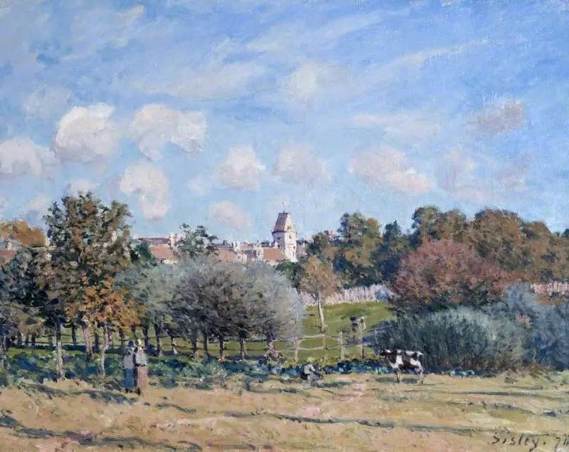 La Iglesia de Noisy-le-Roi, efecto de otoño - Alfred Sisley