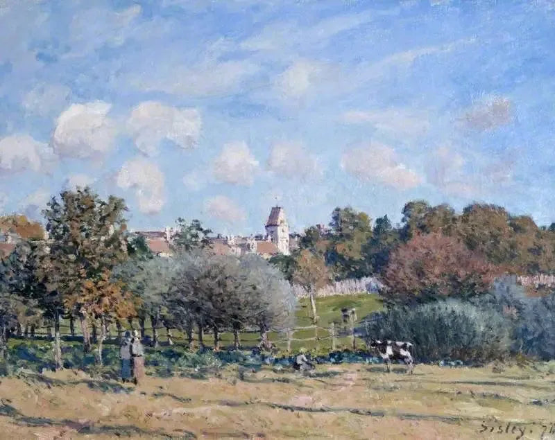 La Iglesia de Noisy-le-Roi, efecto de otoño - Alfred Sisley