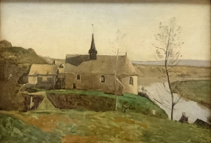 La iglesia de Rolleboise, cerca de Mantes - Jean-Baptiste Camille Corot