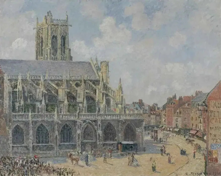 La Iglesia de Saint-Jacques en Dieppe, sol, mañana - Camille Pissarro