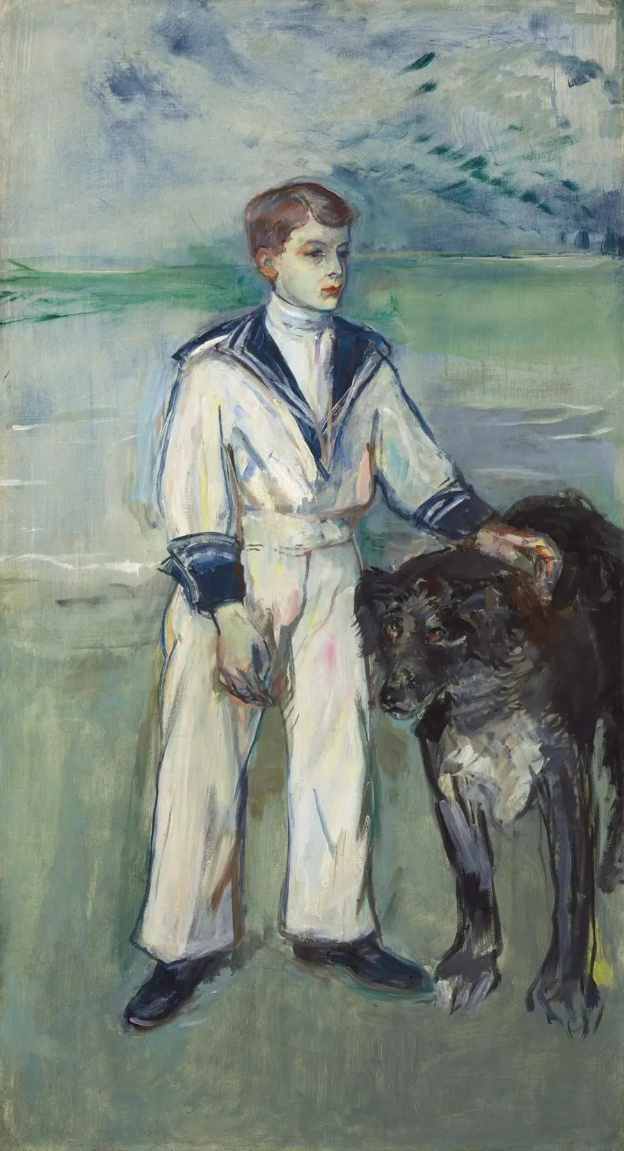 El Niño con el perro, hijo de Madame Marthe y la perra Pamela, Taussat - Henri de Toulouse-Lautrec
