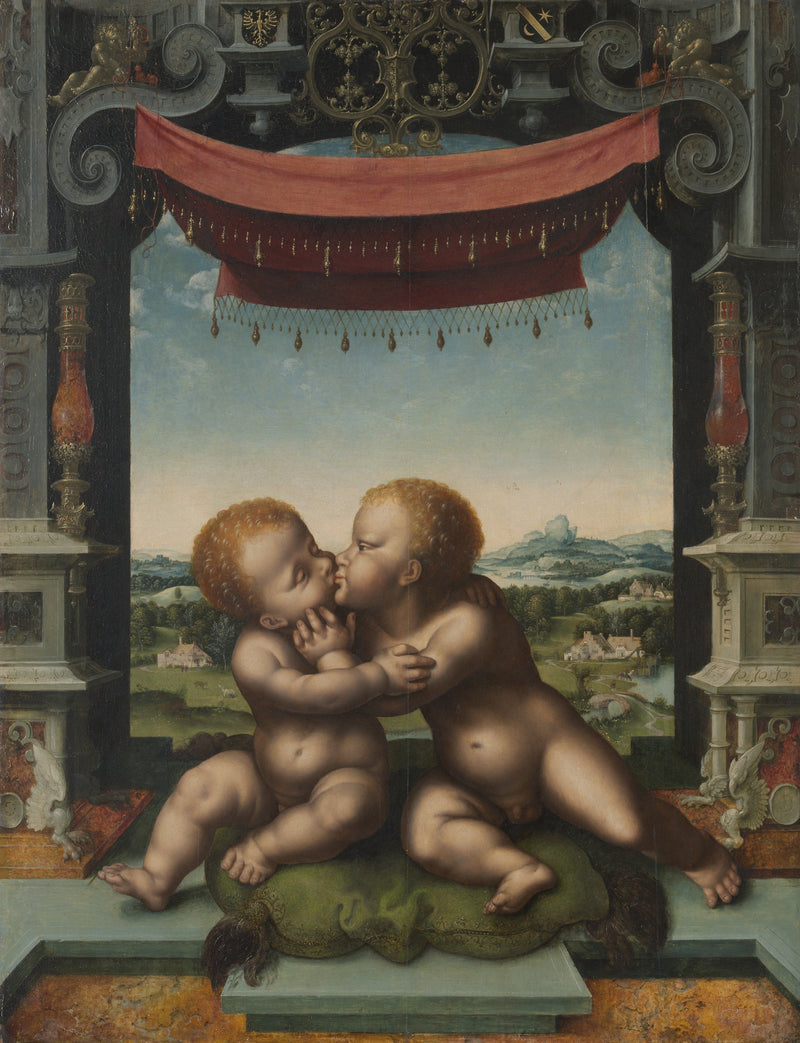 El Niño Jesús y San Juan Bautista abrazándose - Joos van Cleve
