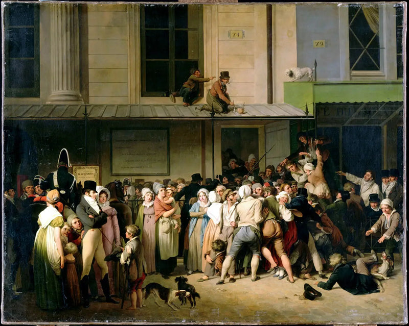 La entrada del teatro del Ambigu-Comique a una función gratis - Louis-Léopold Boilly