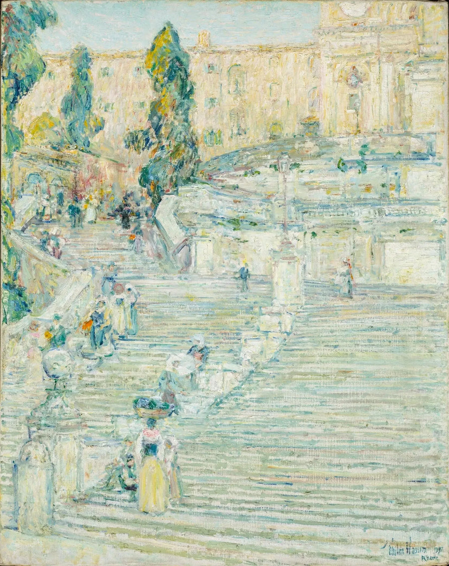La escalera española, Roma - Childe Hassam