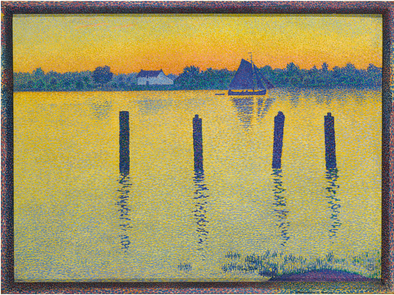 El Escalda aguas arriba de Amberes, por la tarde - Théophile van Rysselberghe