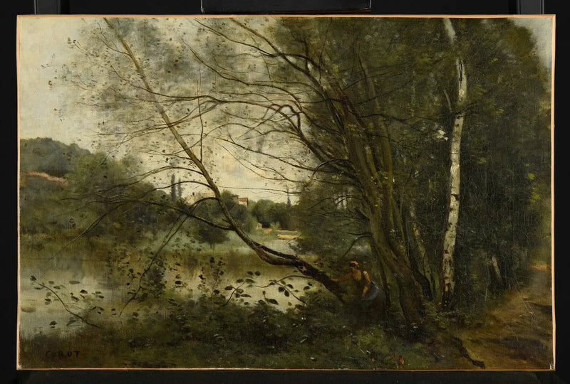 El estanque con el árbol inclinado - Jean-Baptiste Camille Corot