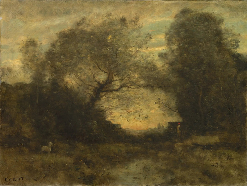 El estanque en la entrada del bosque - Jean-Baptiste Camille Corot