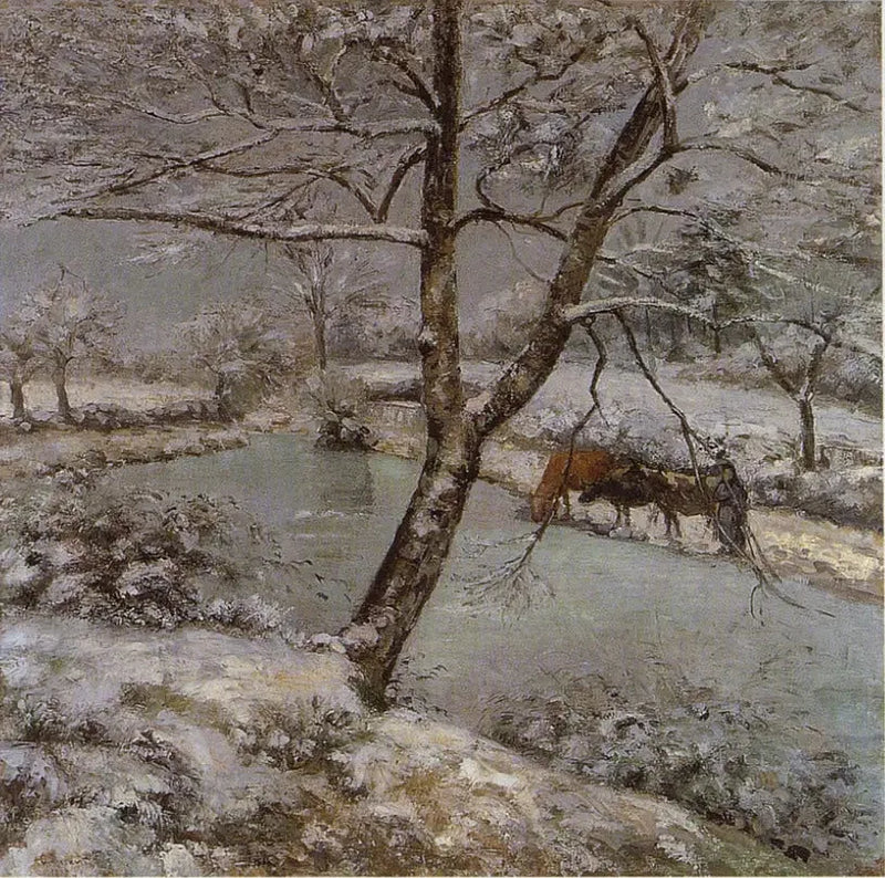 El estanque de Montfoucault en invierno, efecto de nieve - Camille Pissarro