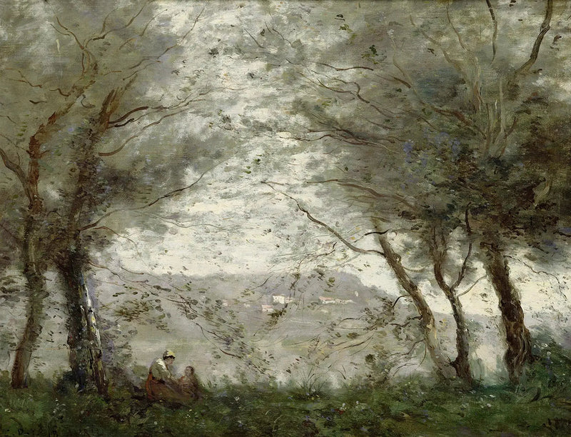 El estanque de Ville-d'Avray visto a través del follaje - Jean-Baptiste Camille Corot