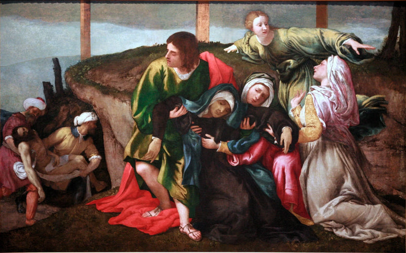 El desvanecimiento de la Virgen durante el transporte de Cristo - Lorenzo Lotto