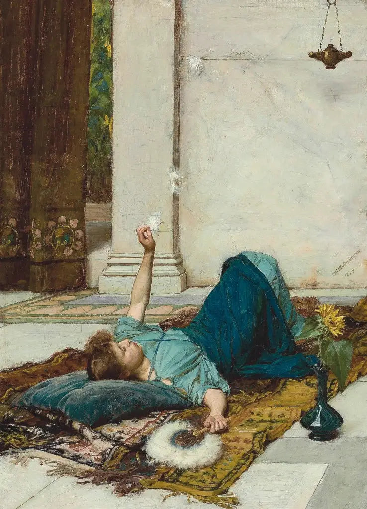 El abanico de plumas blancas - John William Waterhouse