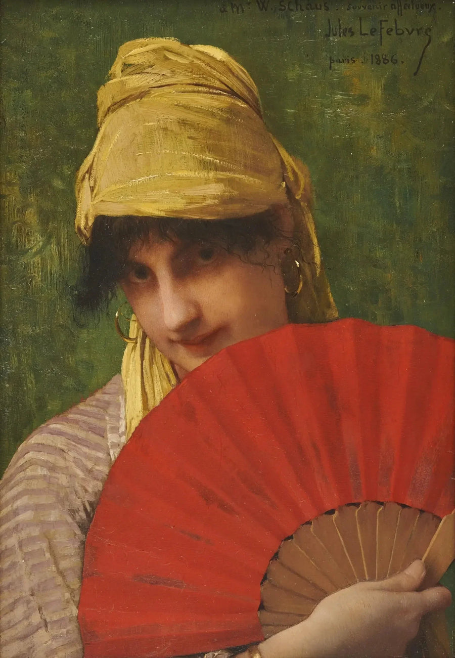 La abanico rojo - Jules Lefebvre
