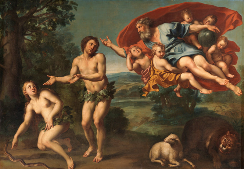 La expulsión de Adán y Eva - Domenichino
