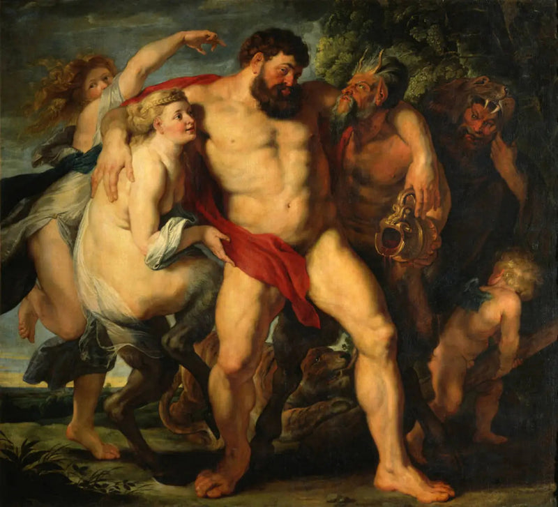 Hércules ebrio conducido por una pareja de sátiros - Peter Paul Rubens