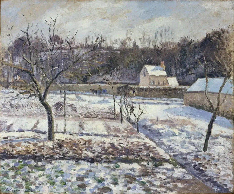 El Hermitage, Pontoise, efecto de nieve - Camille Pissarro