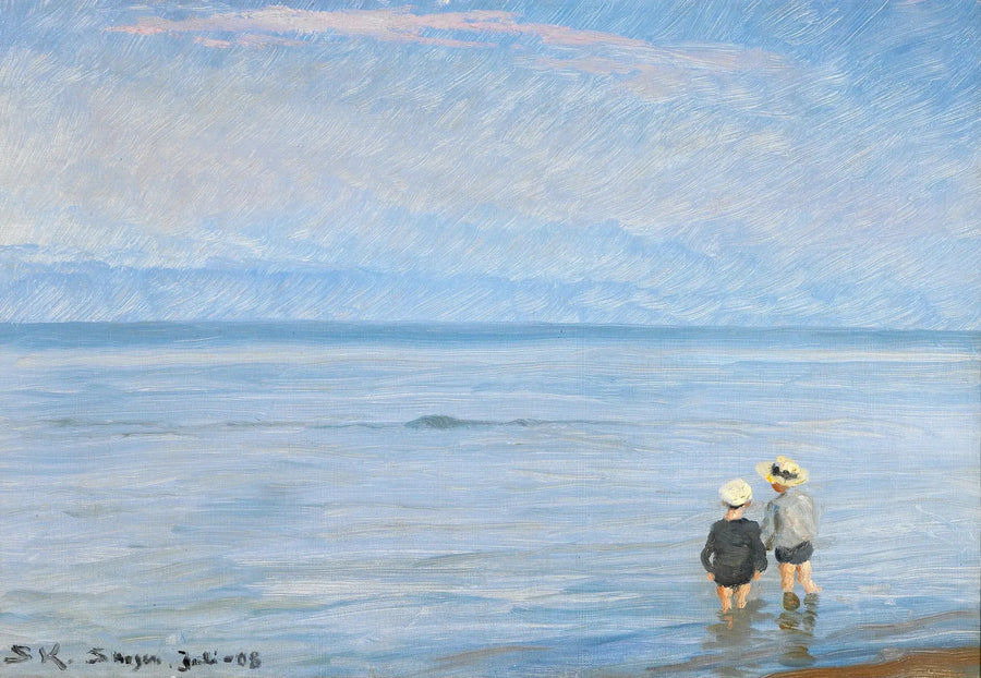 La hora azul. Dos niños remando en la playa de Skagen. - Peder Severin Krøyer