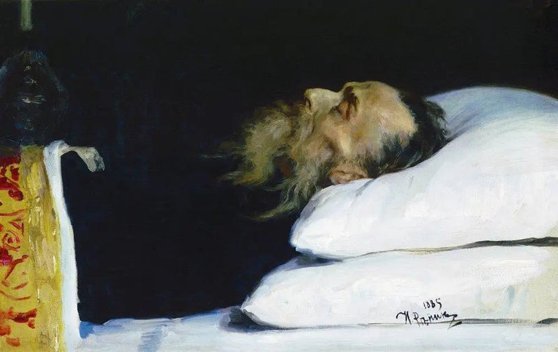 El historiador Nikolaï Ivanovitch Kostomarov en su ataúd. - Ilya Repin