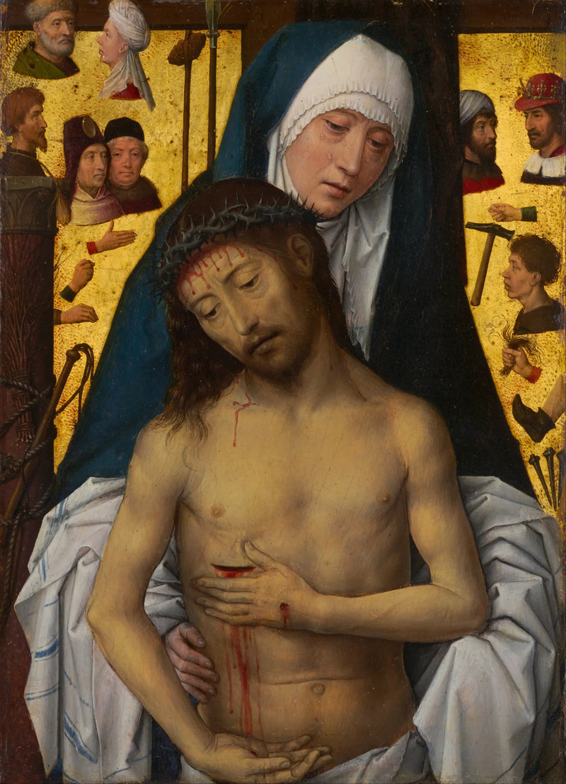 El Hombre de los Dolores en los brazos de la Virgen - Hans Memling
