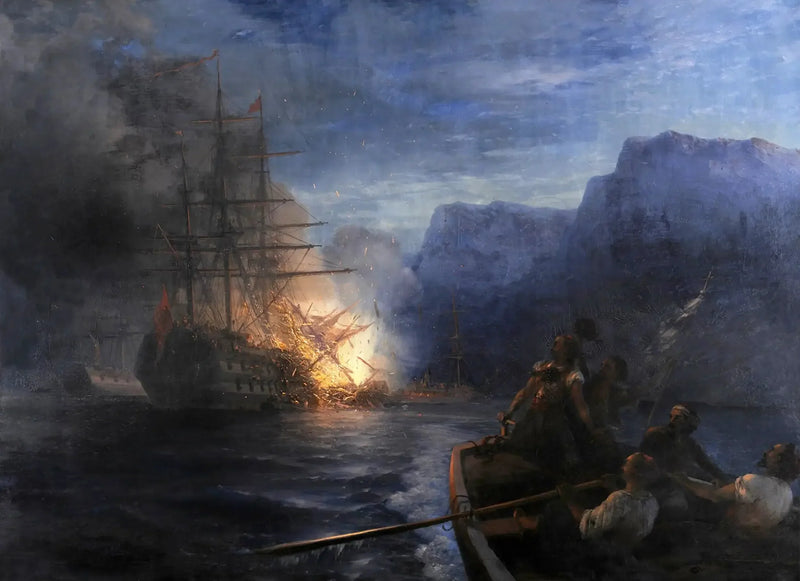 El incendio del buque insignia turco por Kanáris - Ivan Aïvazovski