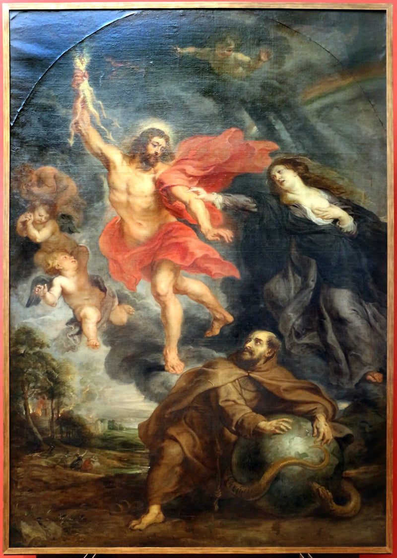 La intercesión de la Virgen y de San Francisco deteniendo los rayos divinos - Peter Paul Rubens
