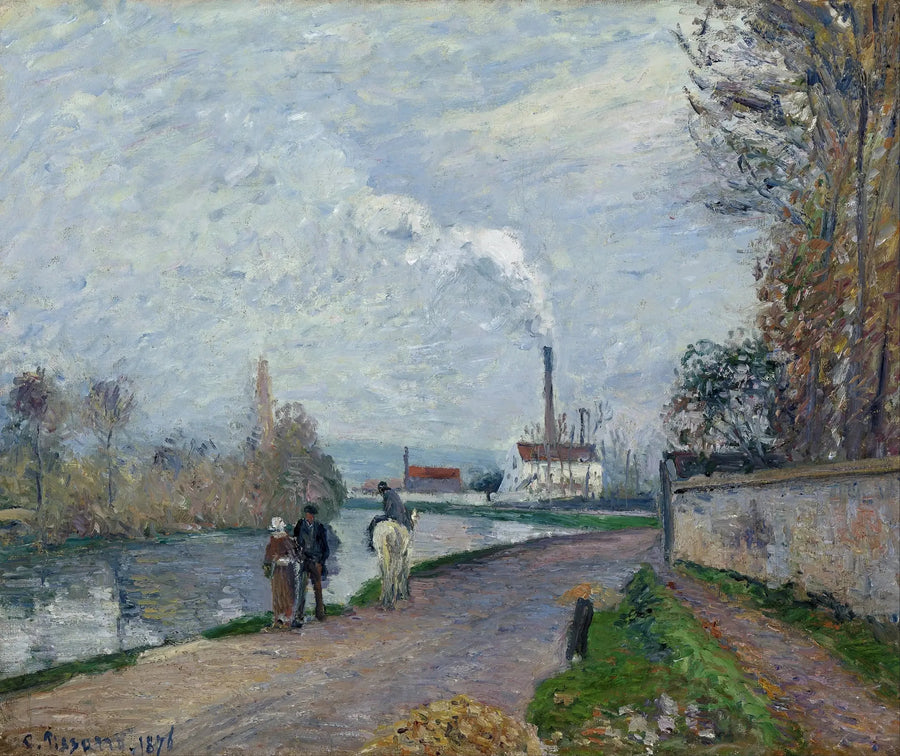 El Oise en Pontoise, tiempo gris - Camille Pissarro