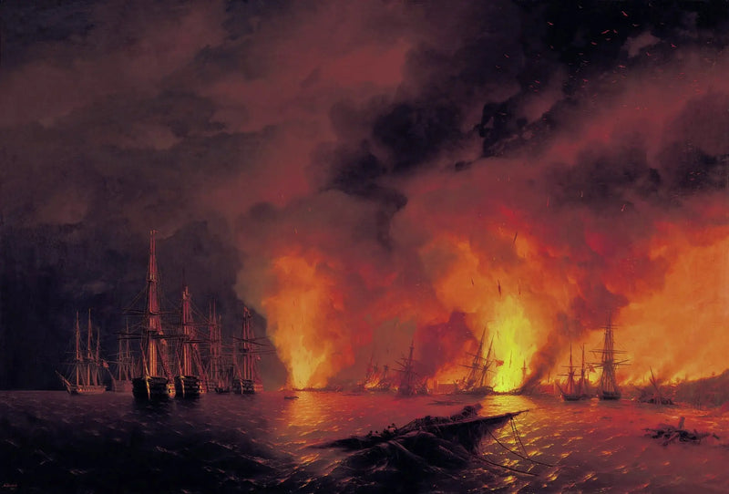 La Batalla de Sinope, el 18 de noviembre de 1853 (Noche después de la batalla). - Ivan Aïvazovski