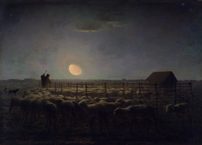 La Bergerie, Luz de la Luna - Jean-François Millet