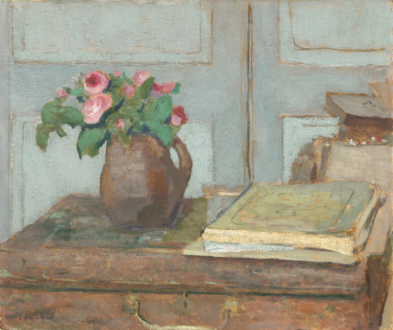 La caja de pintura del artista y las rosas de espuma - Édouard Vuillard