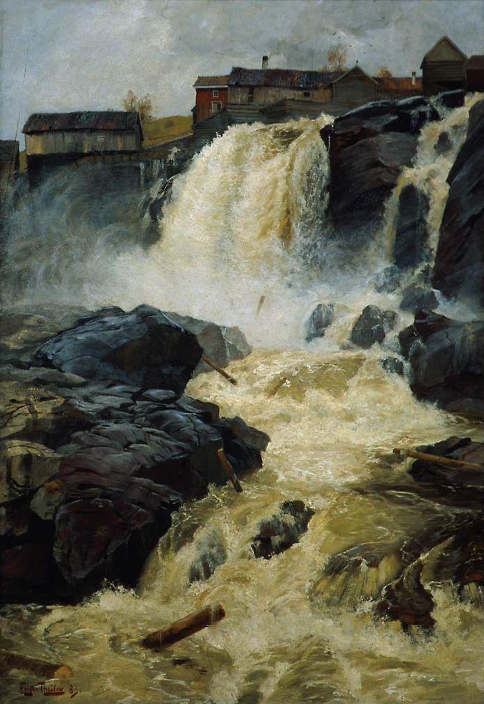 La cascada Haugsfossen - Frits Thaulow