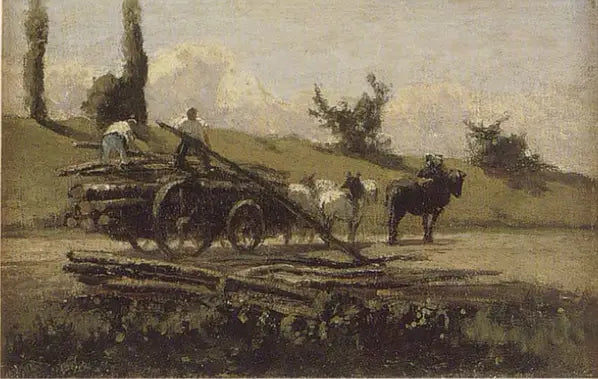 La carreta de madera - Camille Pissarro