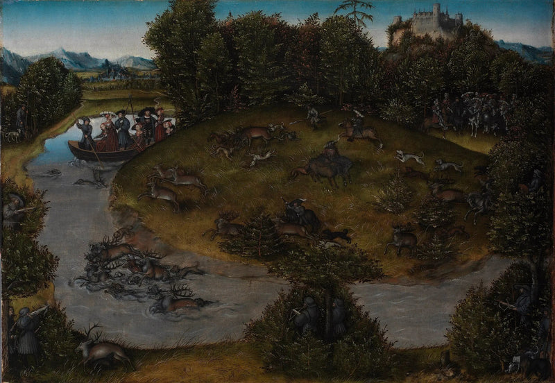 La caza del ciervo del elector Federico el Sabio (1463-1525) de Sajonia - Lucas Cranach el Viejo