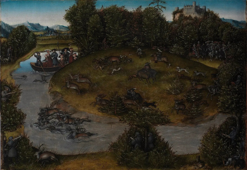 La caza del ciervo del elector Federico el Sabio (1463-1525) de Sajonia - Lucas Cranach el Viejo