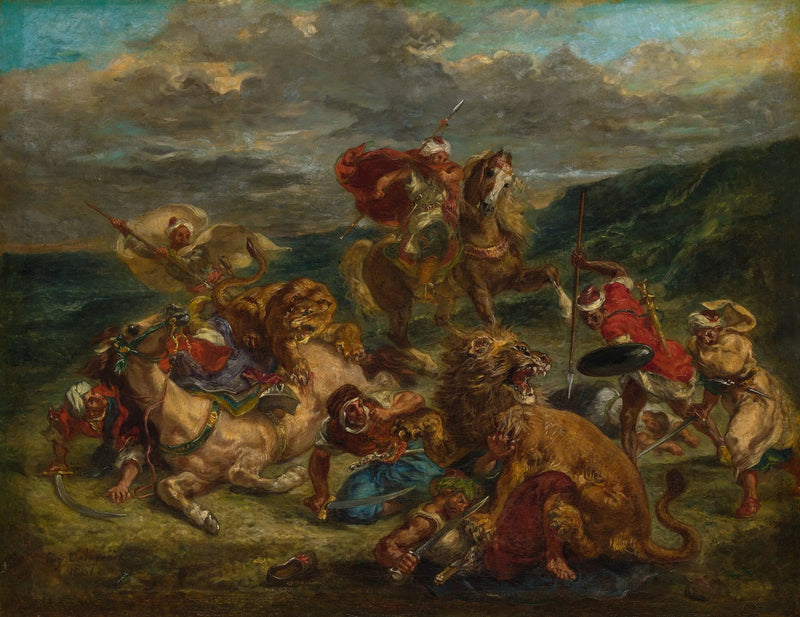 La Caza del león - Eugène Delacroix