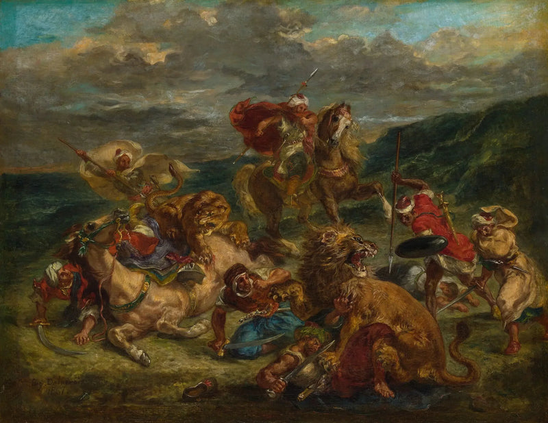 La Caza del león - Eugène Delacroix