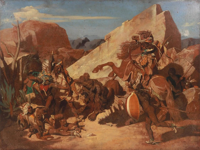 La Caza de leones entre los indios - Jean-Léon Gérôme