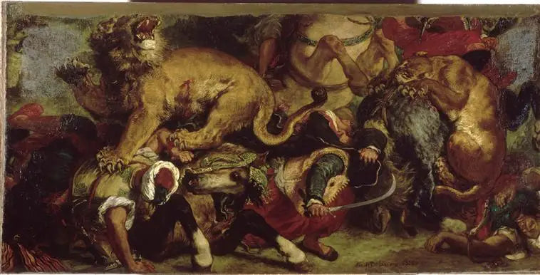 La Caza de los leones - Eugène Delacroix