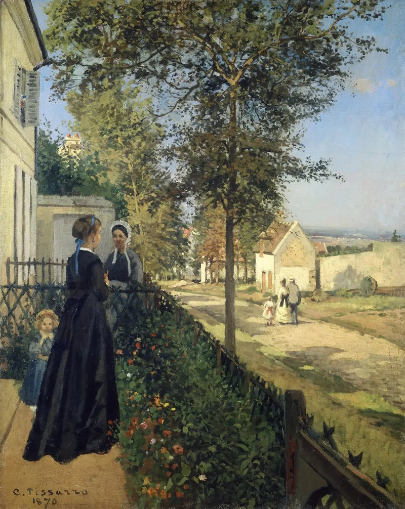 La Conversación, Louveciennes - Camille Pissarro